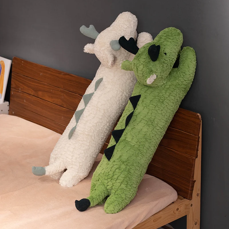 90/120cm Dinosaur Doll Throw Pillow Plush Toy Animal Sleeping Special Bed Cushion Green White Dragon Doll Birthday Gifts