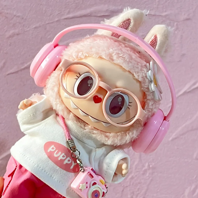 

Doll'S Clothes Outfit Accessories for 15-17cm Ropa Labubu and 10cm Cotton Doll Cute Earphones T-shirts Shorts Outfit Clothing