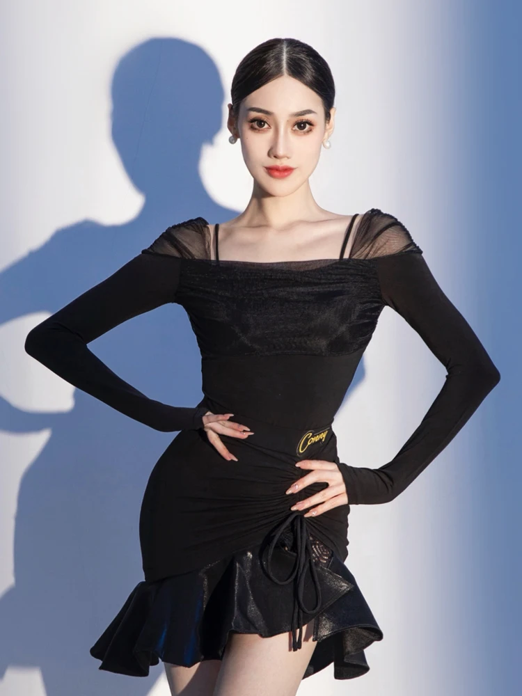 

Autumn and Winter New Latin Dance Clothes Top Women Temperament Modern National Standard Dancing Training Skills Top