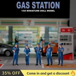 Kicarmod 1/64 Scale Model Gas Station Employee Figurine Collectible Doll Exquisite Figure for Fans in Scale Diecast Model Car