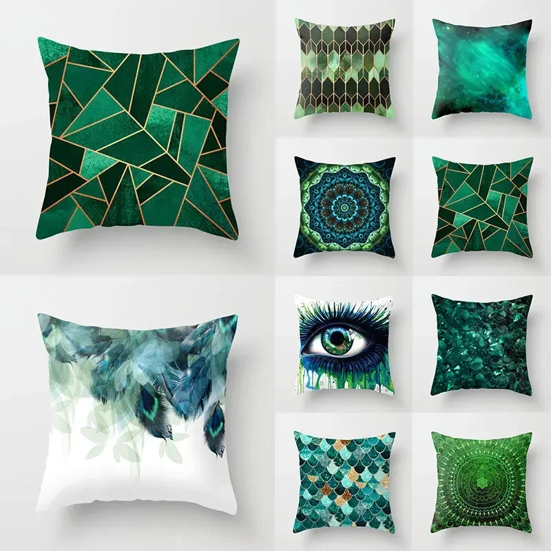Decorative Sofa Pillowcase Throw  Green Collection Cushion Cover Eye Geometric Abstract pillowcase 40x40cm 50x50 45x45