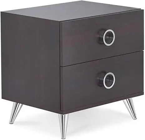 

Wooden 2-Der Nightstand with Ring Pull Handles in