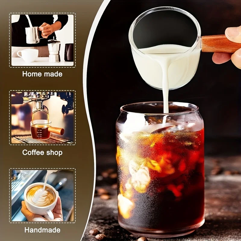 Double Pour Spout Heat Resistant Glass Measuring Cup Coffee Cup High Borosilicate Glass 100ml Espresso Transfer Cup Milk Cup
