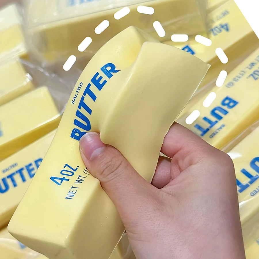 Juguete Antiestrés de Barra de Mantequilla Elástica, Divertido Juguete de Broma con Forma de Barra de Queso, Alivia el Estrés y la Ansiedad, Regalo para Relajar las Manos