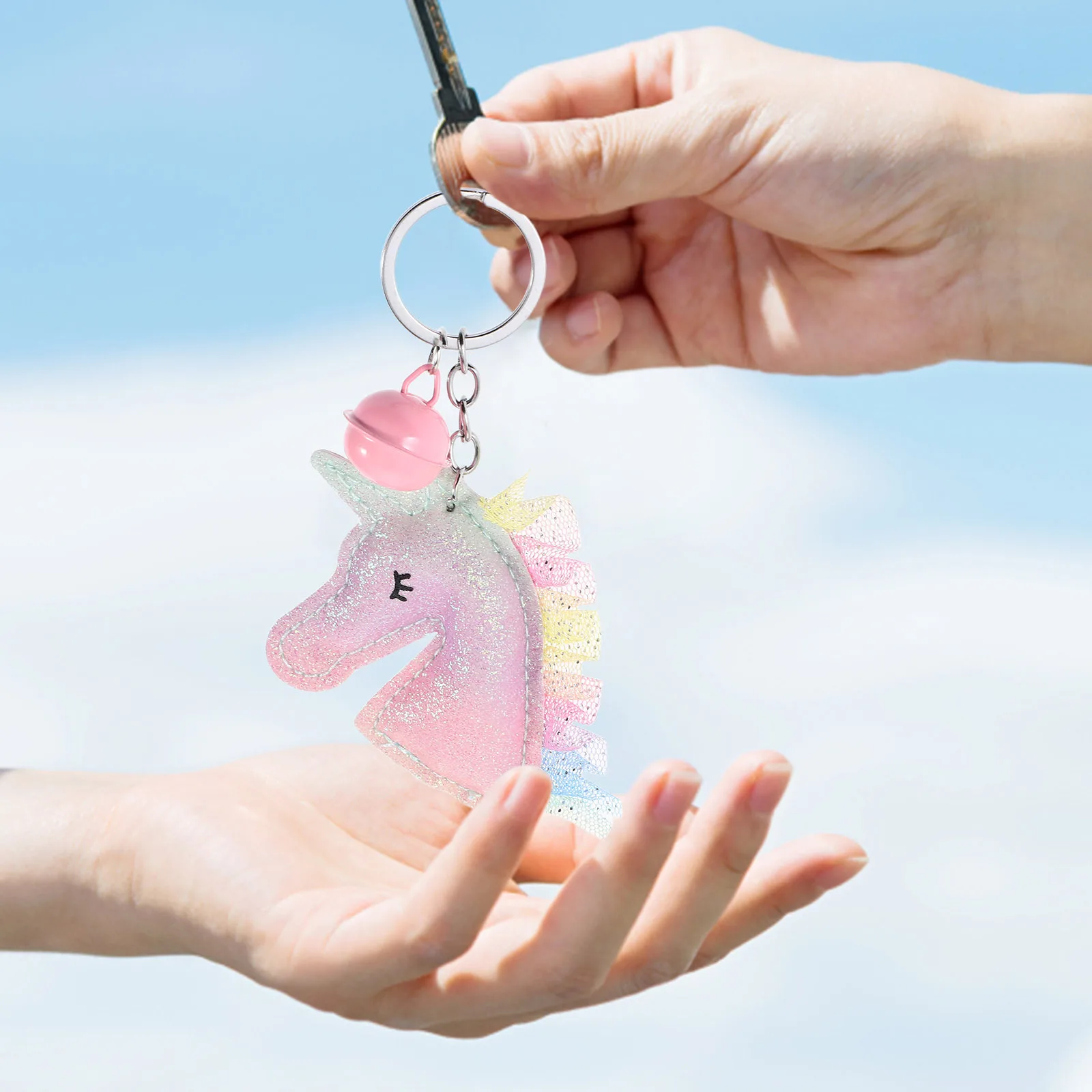 يونيكورن المفاتيح بو حقيبة أنيقة قلادة جرس سحر حقيبة يد صغيرة على ظهره محفظة اكسسوارات للفتيات النساء المفاتيح الملحقات