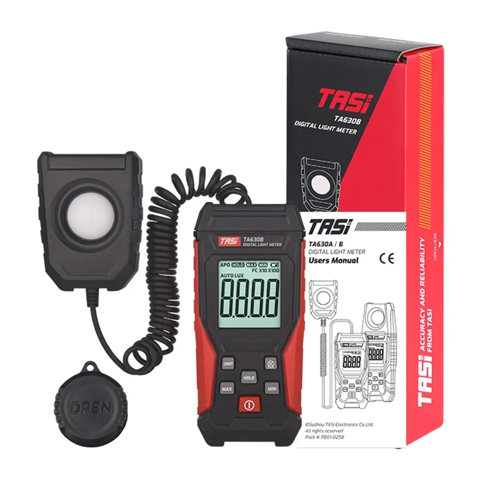 TA630A TA630B Digital Light Meter Illuminance Lux Meter Backlight LCD Display 0.1~200000LUX/0.01~20000FC Light Sensor Tester
