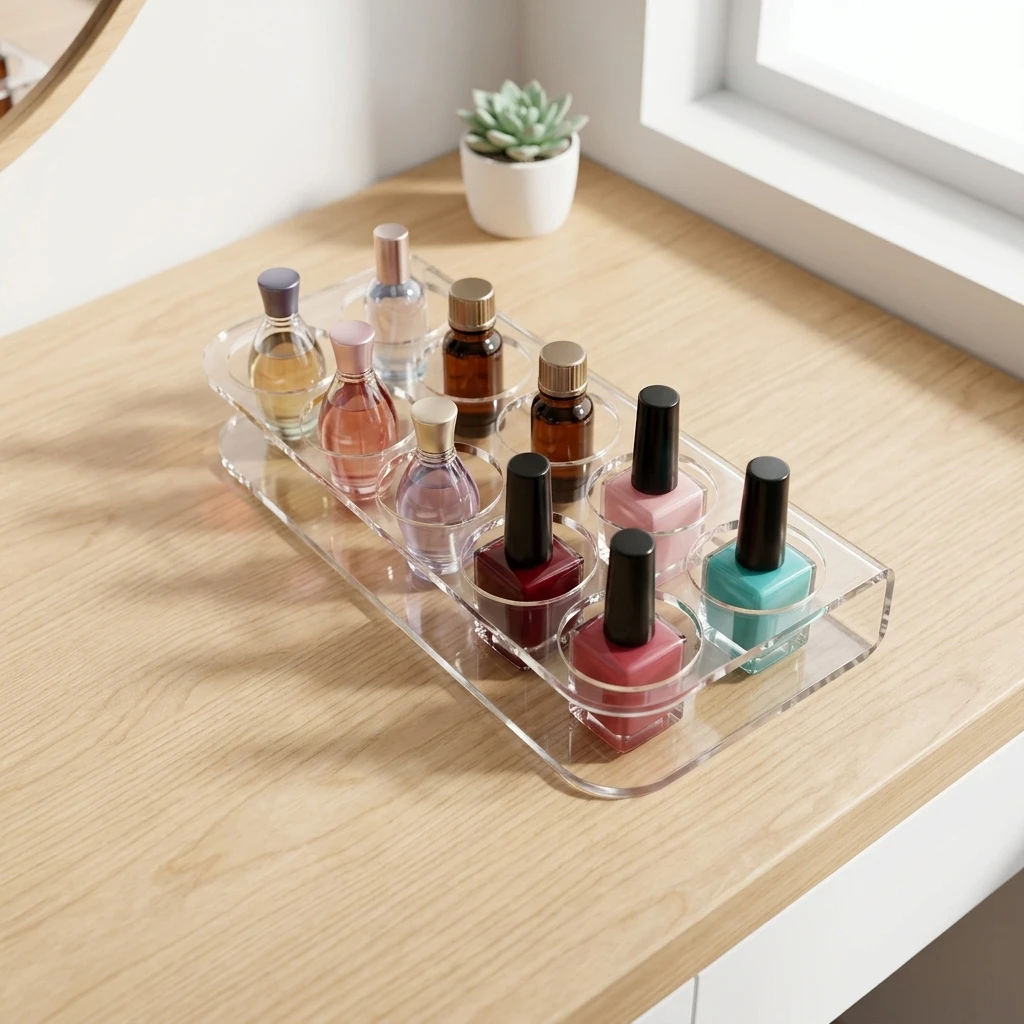 Home Essentials Bathroom Rack - Organizzatore per Bottiglie in Acrilico Trasparente