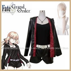 Anime FGO Fate Grand Order Saber Alter PU Cosplay Costume + NecklaceCustom Wig Any Size