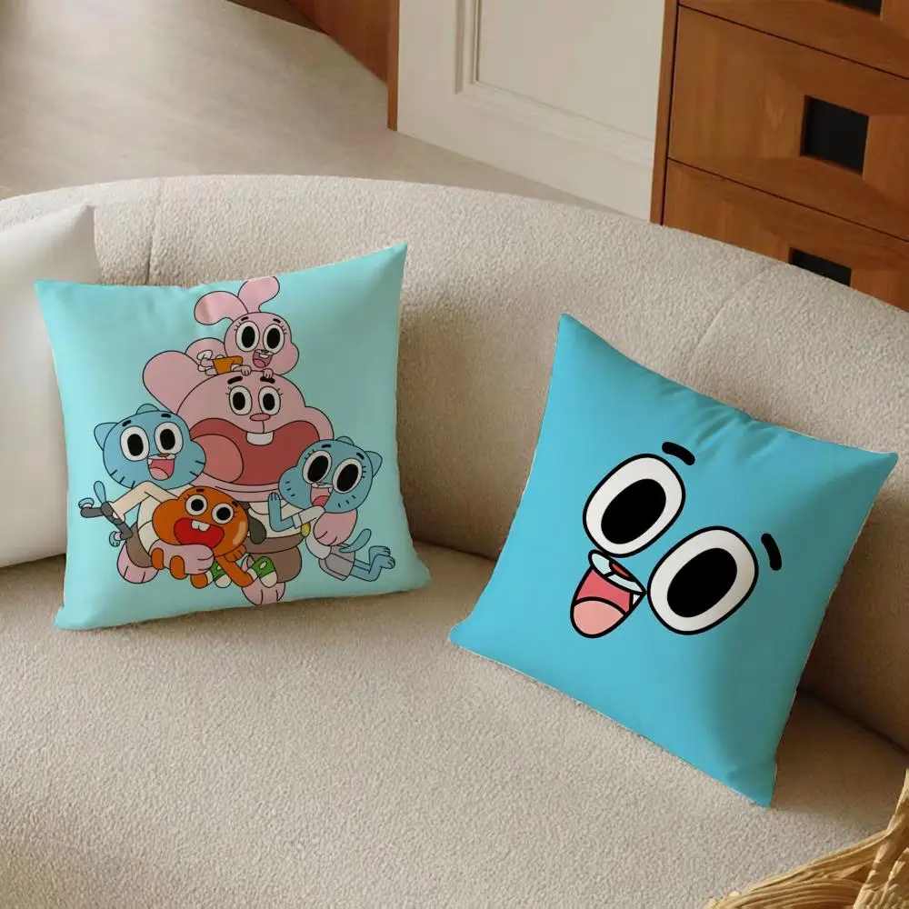 A-Amazing World Gumball Cushion Cover Daily Washable Linen Pillowcase Soft  for Sofa Bed Home Room Decor