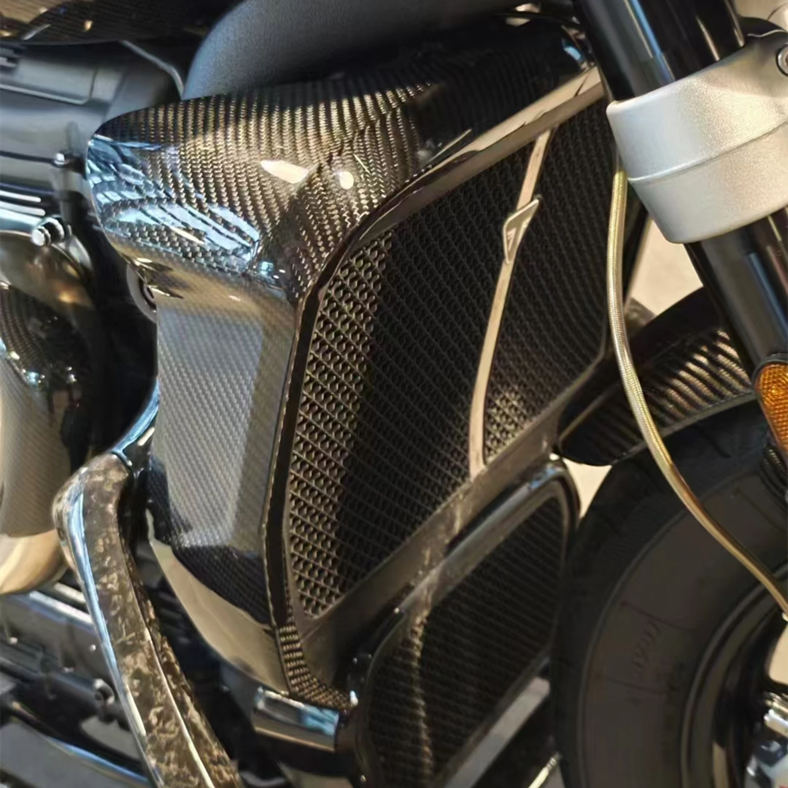 Carbon Fiber Motorcycle Upper Radiator Cowl Cooler Cooling Deflector Fairing Cover For Triumph Rocket 3 III 2020-2024 Rocket3 