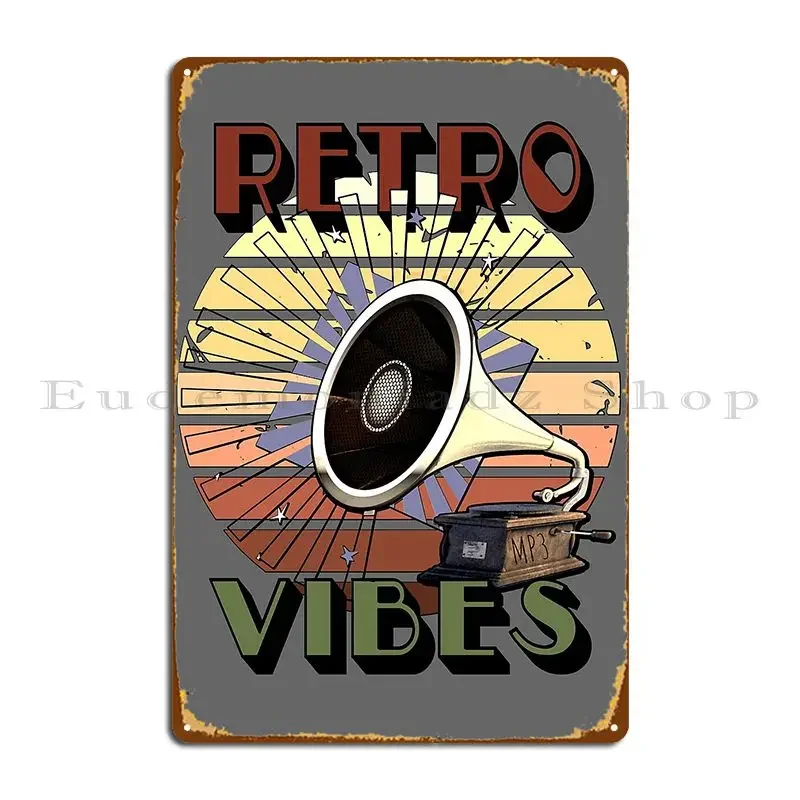 Retro Vibes Music Gramophone Mp3 Metal Signs Funny Living Room Printed Wall Mural Cave Tin Sign Poster