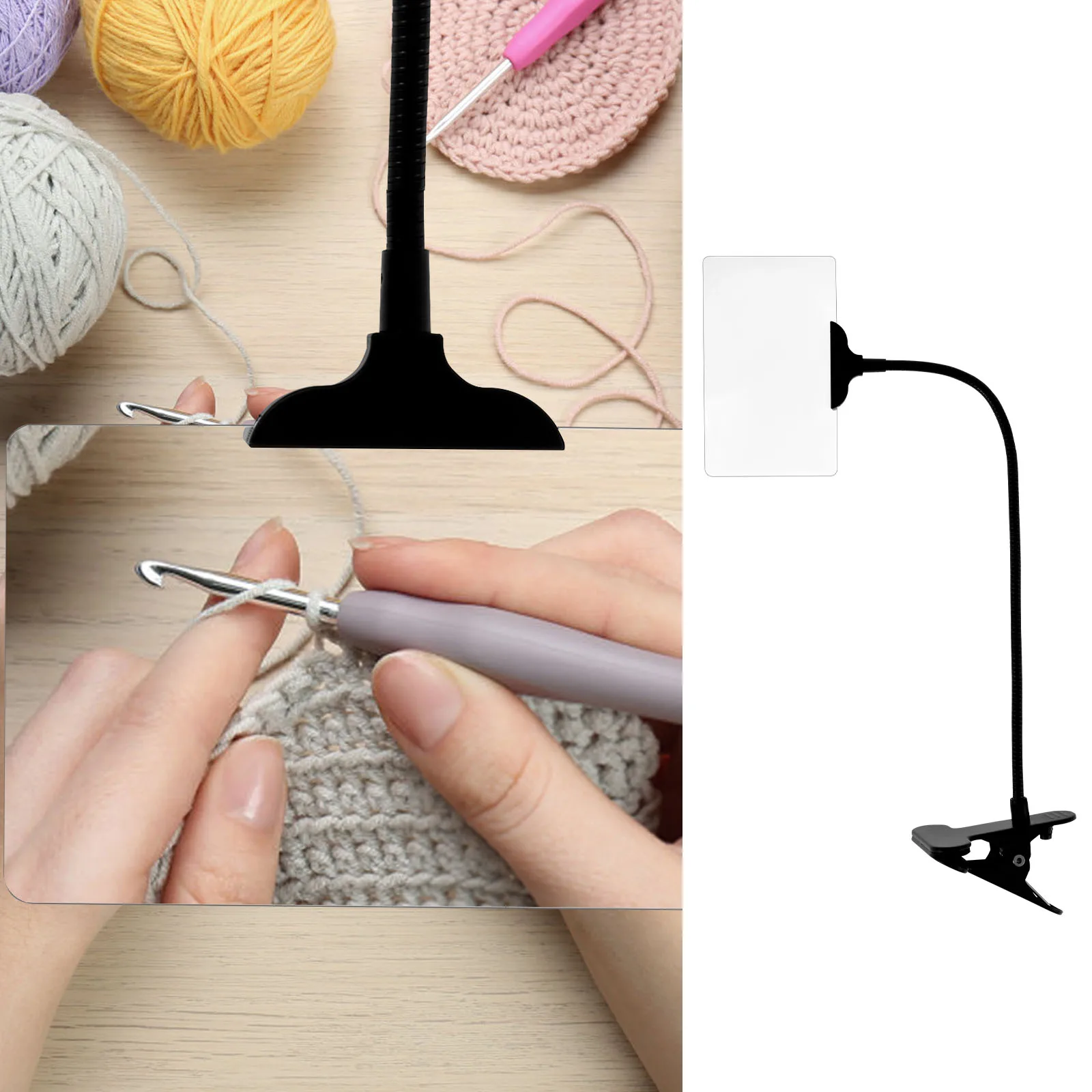 عدسة مكبرة بدون استخدام اليدين 5X مشبك قابل للتعديل على عدسة مكبرة مربعة عدسة مكبرة لكامل صفحة الكتاب مكبرة للقراءة #3