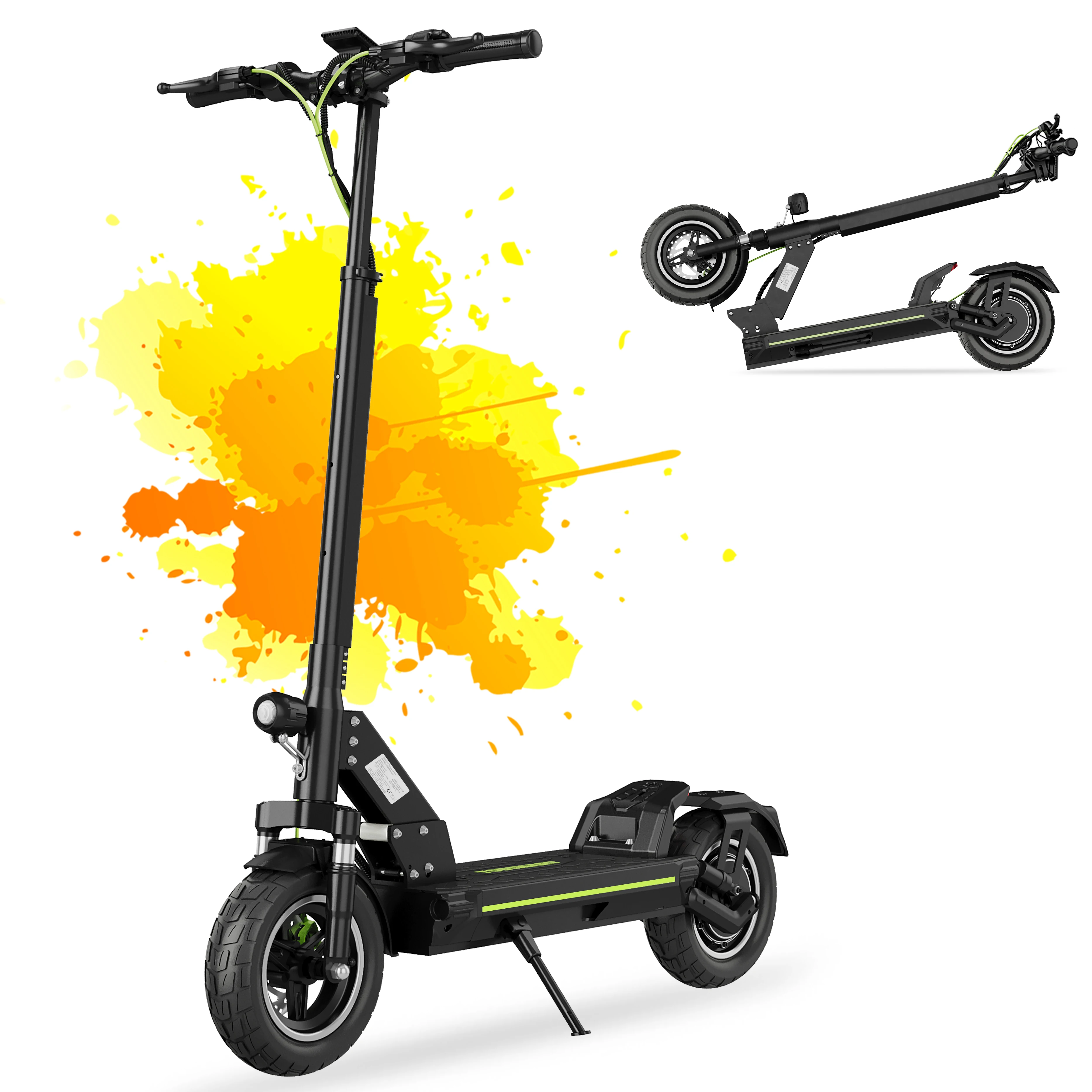 Trottinette électrique adulte K8, 48V18.2Ah, 500W (800Wen crête), 45km/h, suspension à ressorts, pneus tout-terrain de 10 pouce