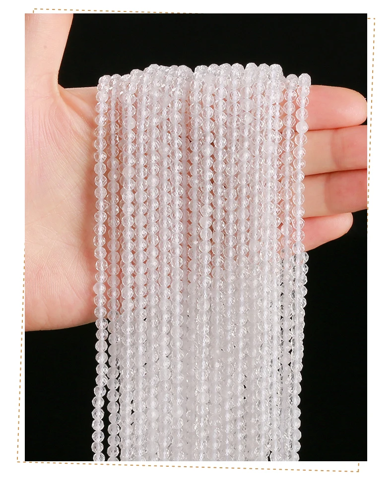 2 3 4mm facettierte Naturquarzperlen, runde lose Zwischenperlen für die Schmuckherstellung, DIY-Halsketten- und Armbandzubehör, 15 Zoll. – Detail 6