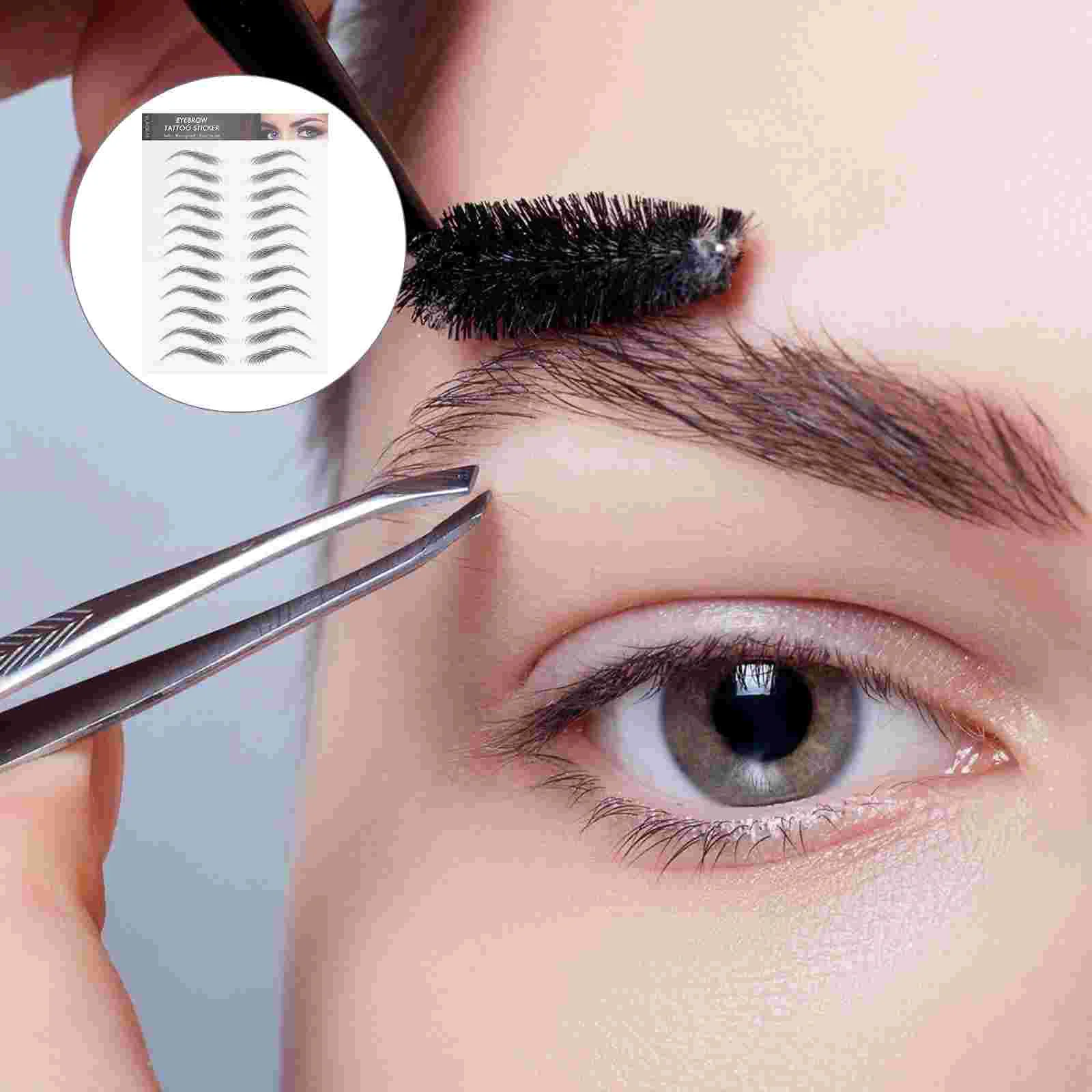 

12 Sheets Waterproof Eyebrow Stickers Hair-Like Eyebrows Pretty Stencils Transfer Tattoos Tool Makeup Man