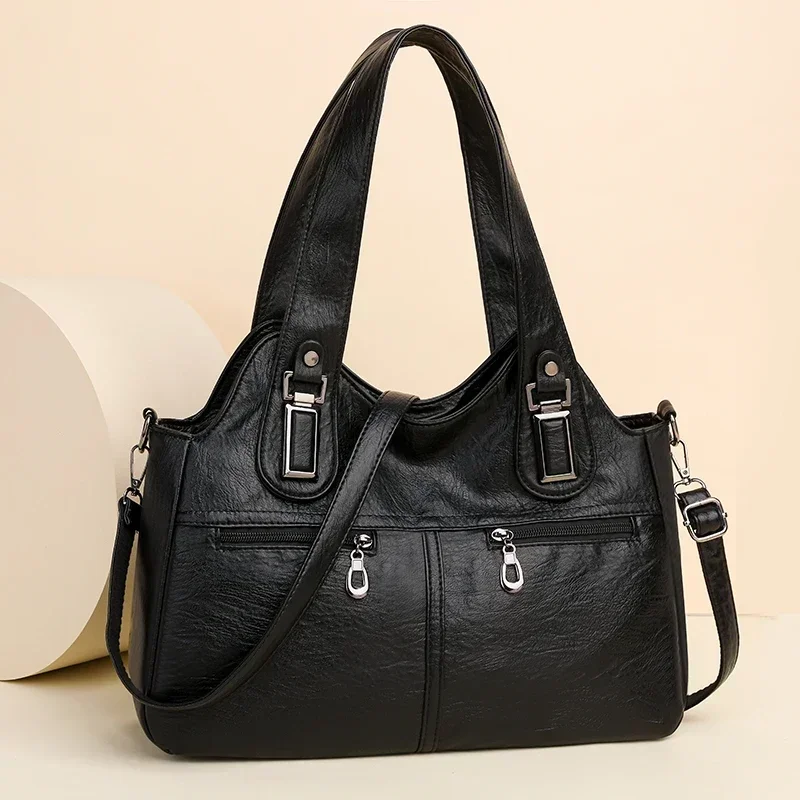 

Large Capacity Women's Shoulder Bags Zipper Casual Simplicity 2026 Basic Style Pu Ladies Crossbody Bag Bolsas Femininas