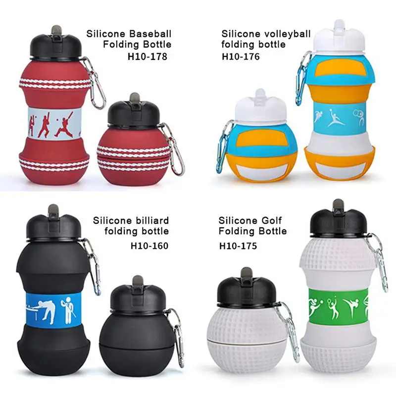 Fold Water Bottle Cups Mug Outdoor Sports Basketball Football Baseball Tennis Golf School Leakproof Portable Kids Water Bottle view 3