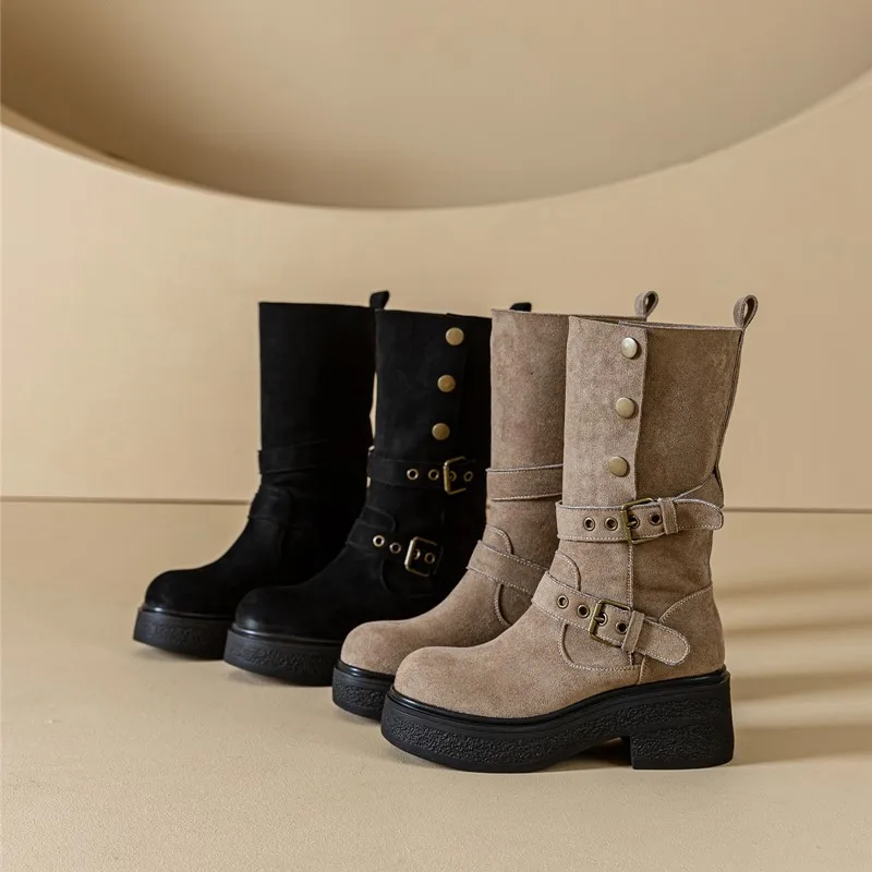 

AIYUQI Knight Boots For Women 2025 New Autumn High Heel Women's Boots Platform Buckle Fashiona Ladies' Boots