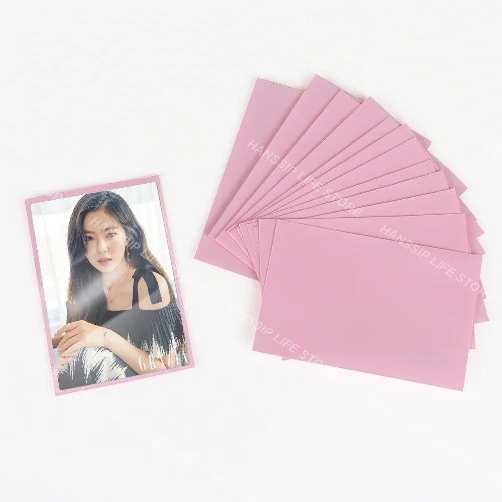 50pcs/Pack Kpop Card Sleeves Holder Transparent Card Film Solid Back Colorful Sleeves Photocard Holder Game Cards Protector