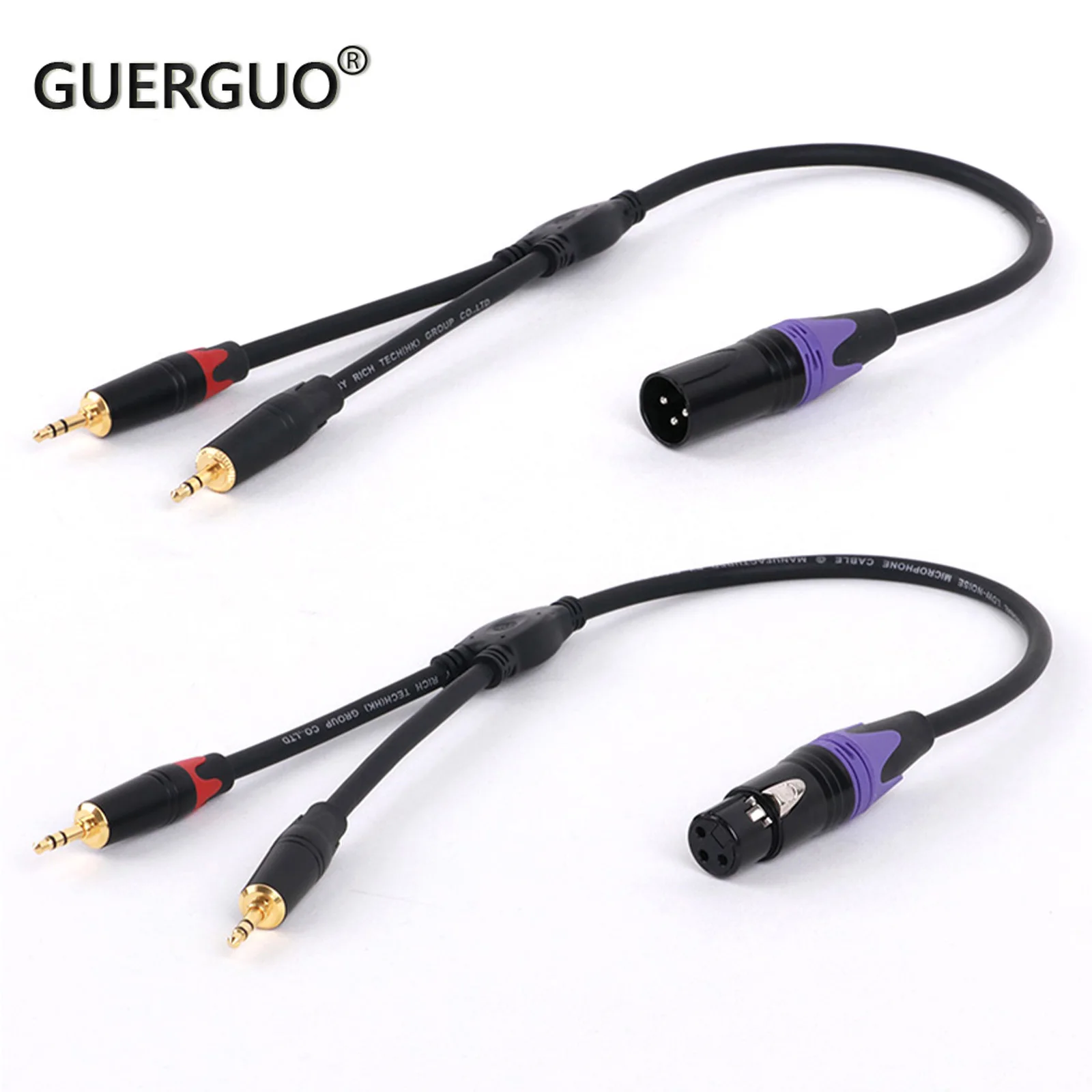 

GuerGuo 0.3M 0.5M 3Pin XLR Female/Male to Dual 3.5mm Stereo Male Jack Y-Splitter Microphone Cable For Mixer Speakers Amplifiers