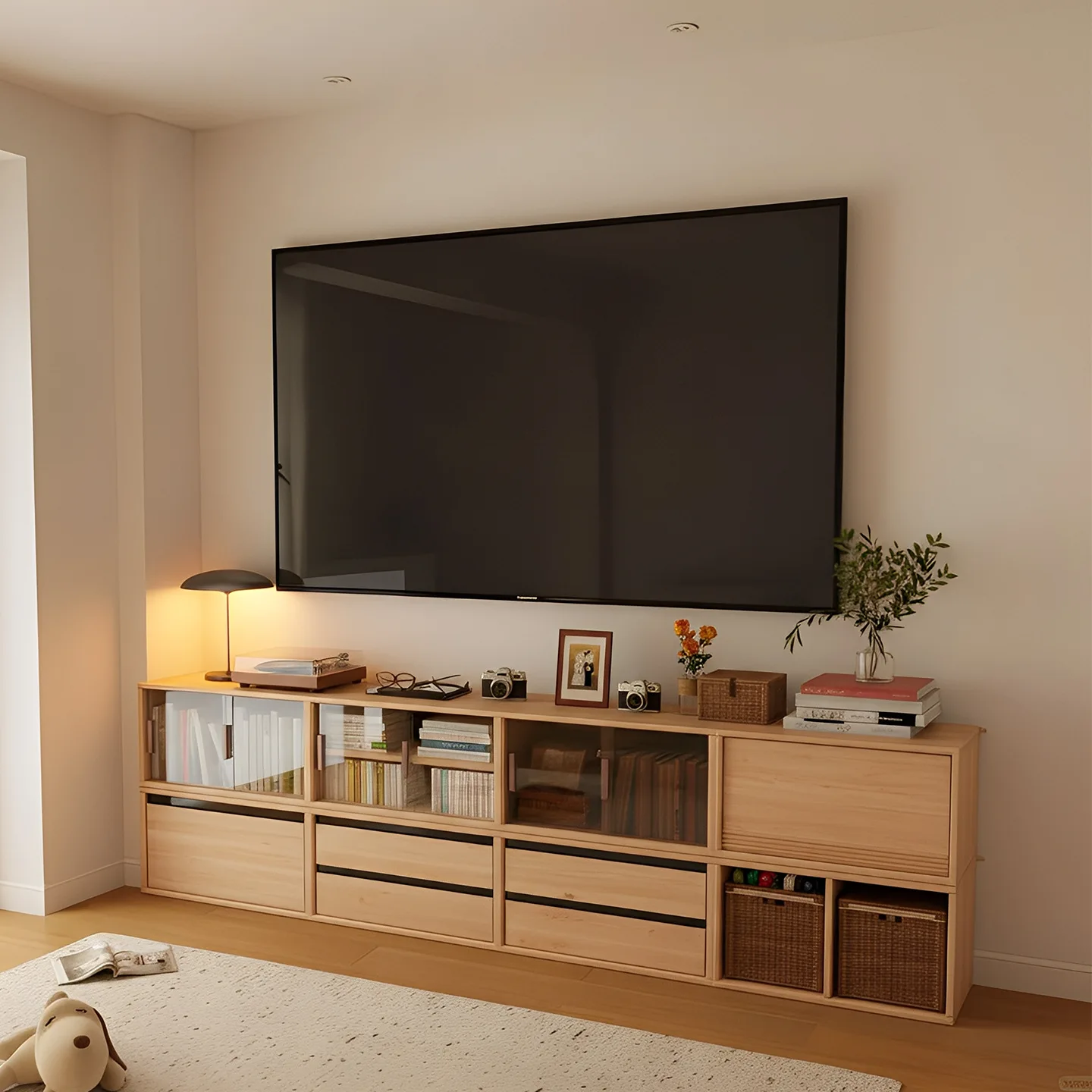 

TV cabinet living room home floor storage locker integrated combination wall modular combination