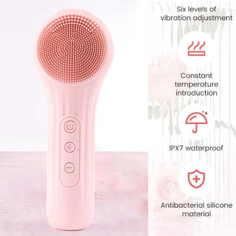 Sonic IPX7 Waterproof Facial Cleansing Brush Device Silicone Face Scrubber Exfoliator Cleaner Vibration Massager Deep Cleansing