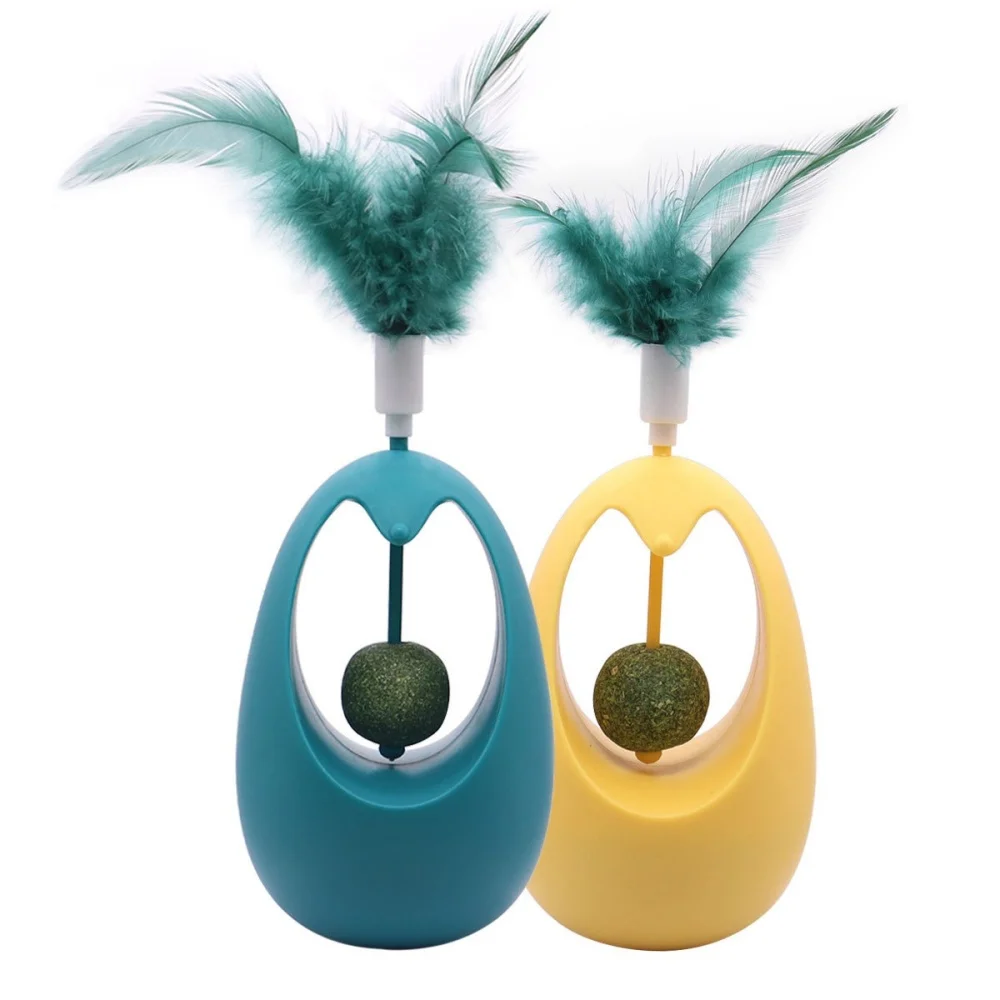 Sakkrrua Juguetes de plumas, suministros para gatos, juguete para mascotas para gatos, azul, 1 pieza