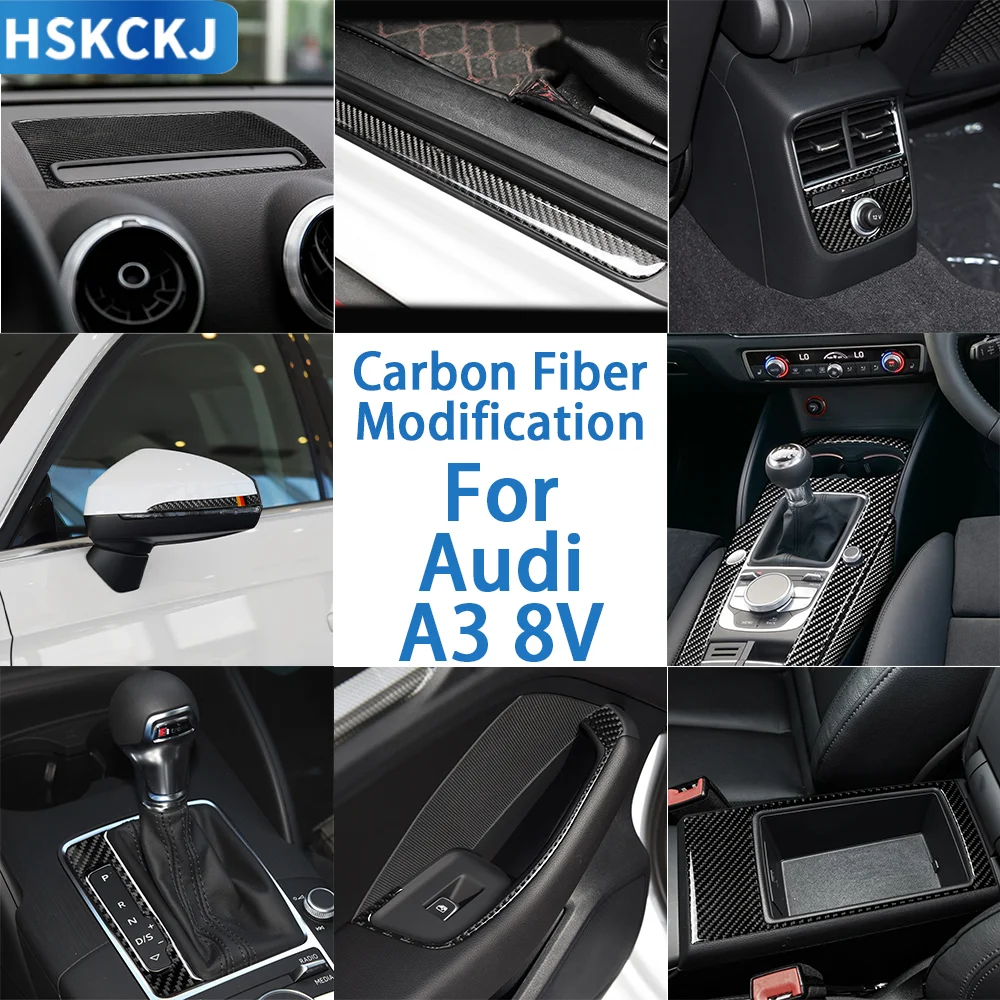 

Для Audi A3 8V 2013-2019 автомобильные аксессуары из углеродного волокна, руль, фара, дверная ручка, накладка, наклейка, модификация интерьера