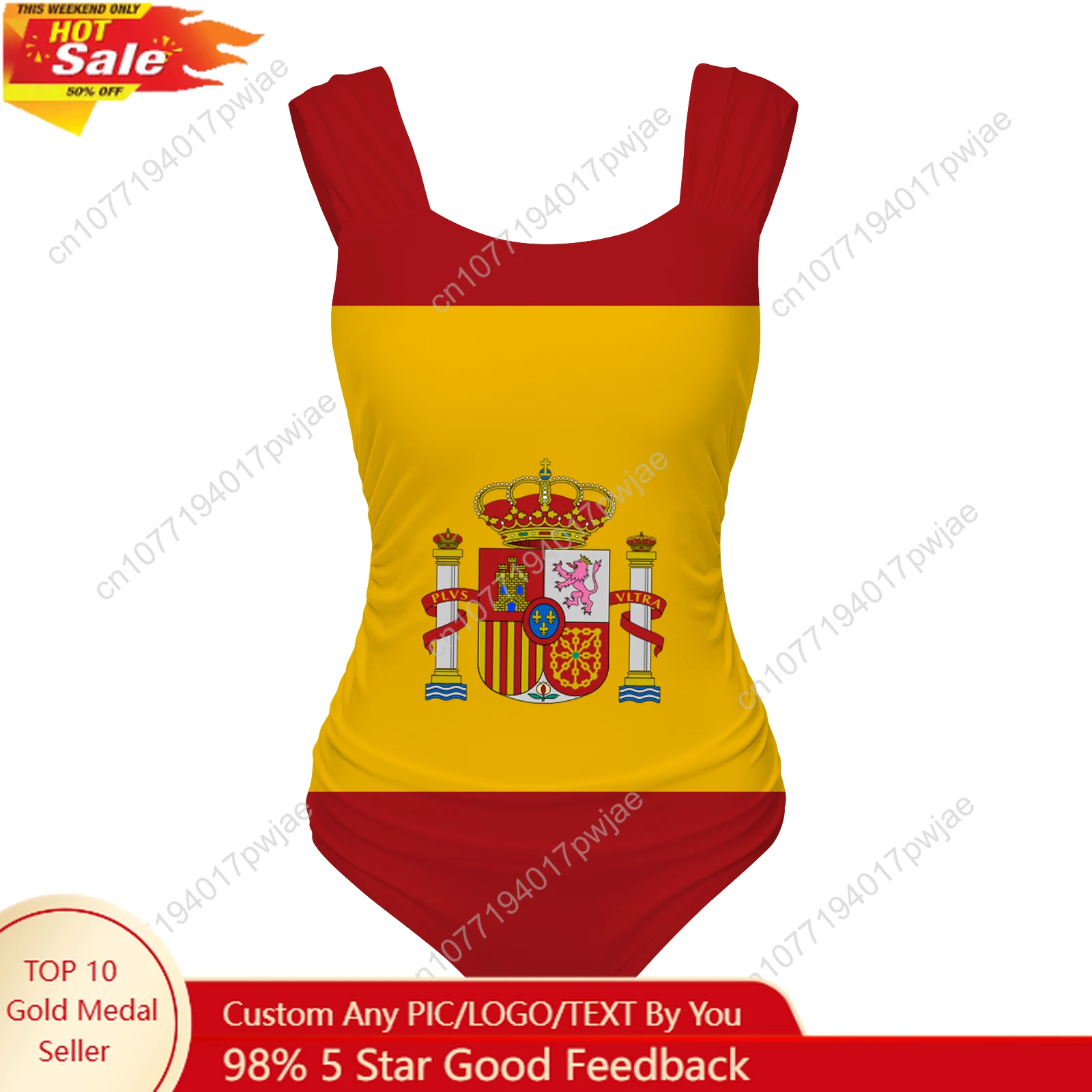 Spanish National Emblem Vox One Piece Swimsuit Wide Strap Women Bathing Suits Swimwear Pool Party Beach Sexy Bikini Beachwear