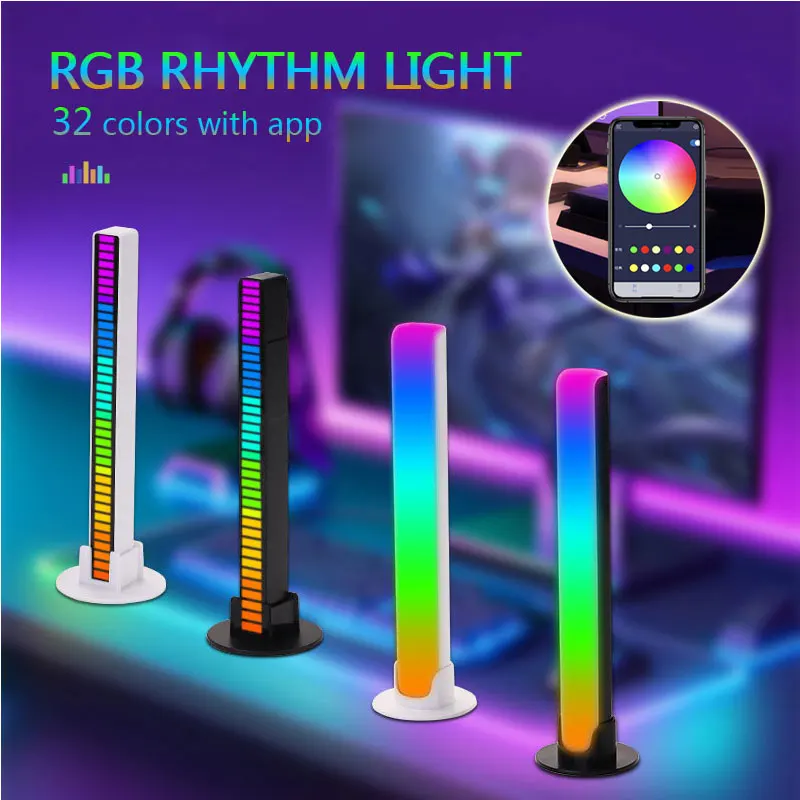 32LED Neuheit Beleuchtung mit App RGB Musik Licht Stimme Gesteuert Synchron Rhythmus Lampe Neuheit Party Weihnachten Atmosphäre Lampe