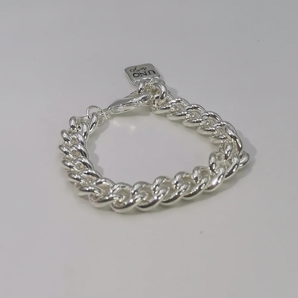 Spain UNOde 2024 niche unique vacation style silver chain bracelet couple accessories Valentine's Day gift, bag