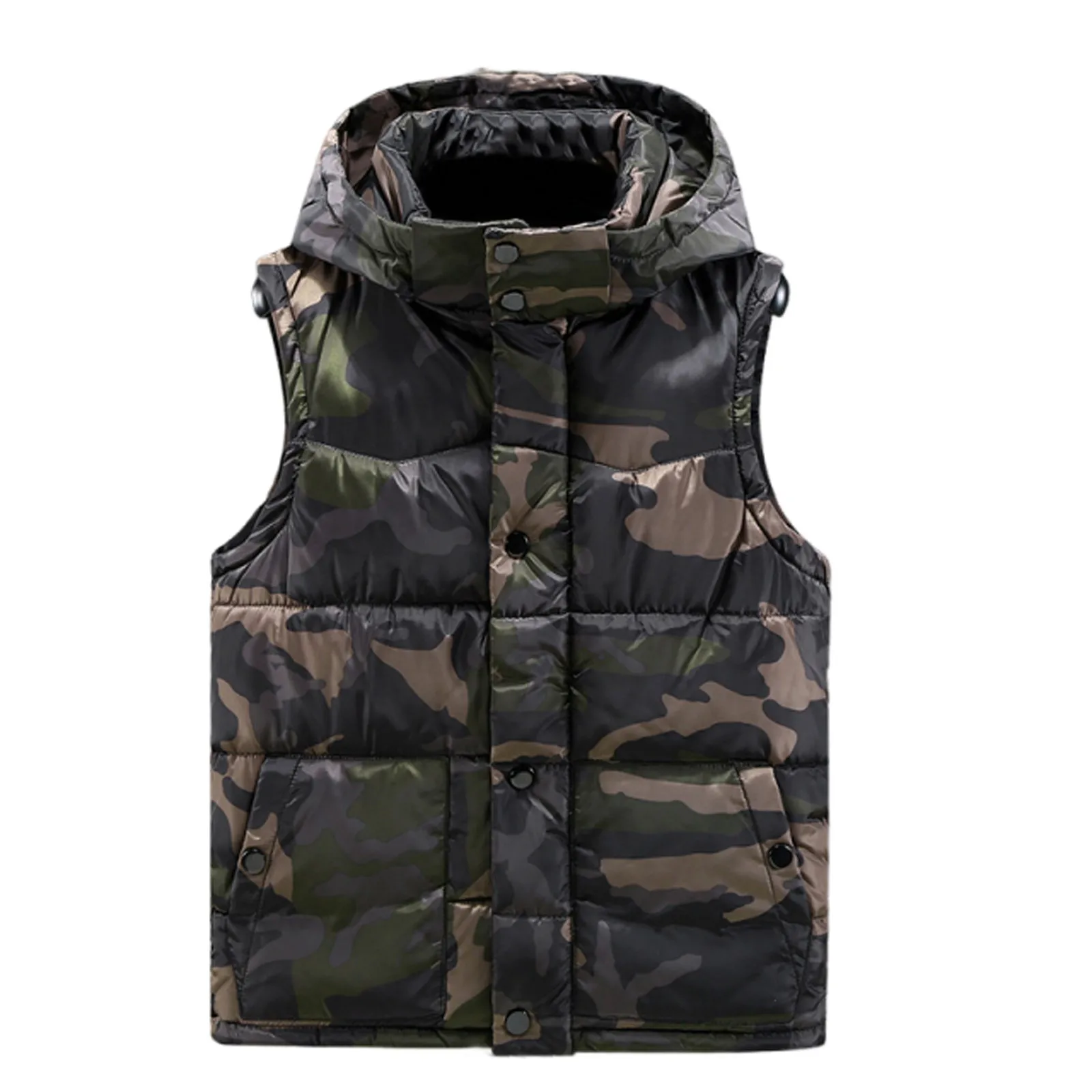 

Spring Winter Men Plus Large Size Vest Hat Detachable Camouflage Sleeveless Jackets Warm Parka for Men Unisex Waistcoat 2025