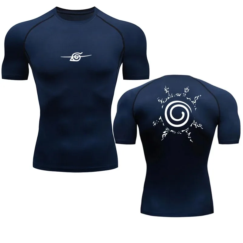 Camisas de compressão masculinas anime esporte secagem rápida ginásio tshirts fitness topos t verão outono masculino image 3