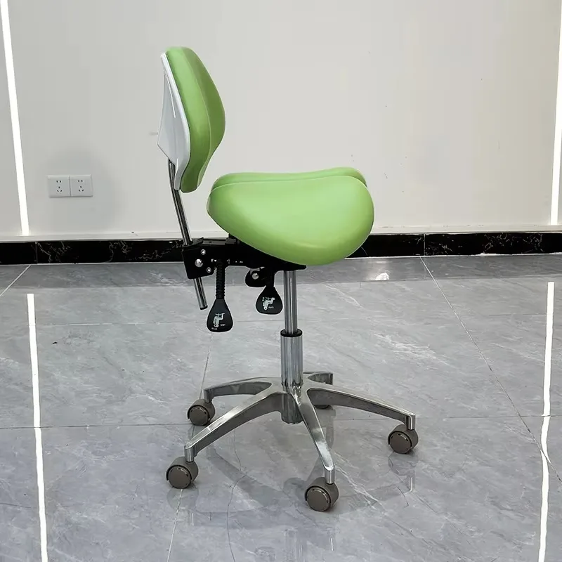 Light Green Leather Salon Stool Height Adjustable 360 Degree Swivel Spa Nail Salon Barber Chair Customizable Color