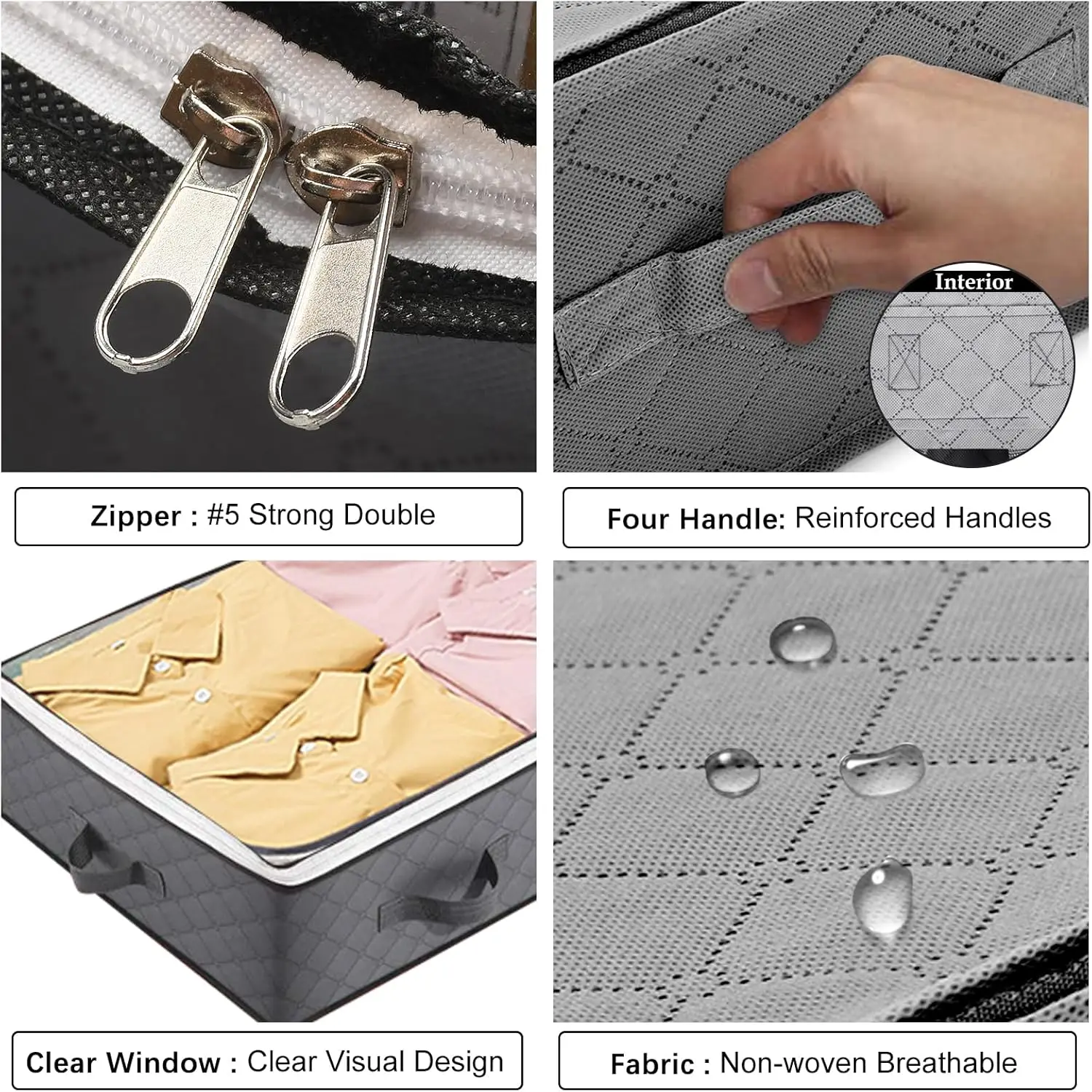 8팩 접이식 침대 밑 수납함, 담요, 옷 등 보관용 90L 정리함