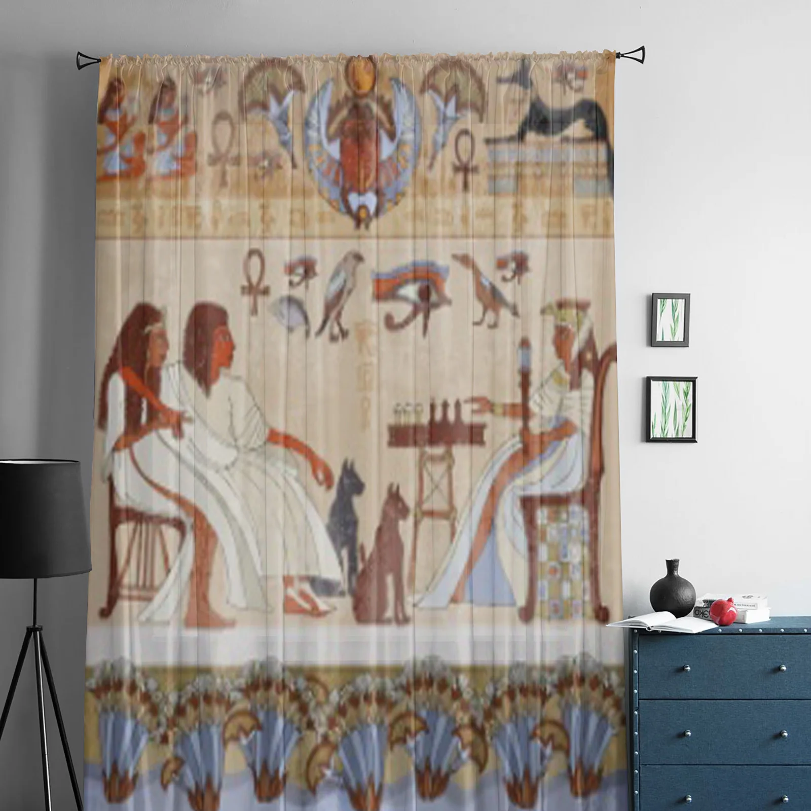 Murals Ancient Egypt Tulle Sheer Window Curtains For Living Room The Bedroom Modern Chiffon Voile Organza Curtains Decor Drapes