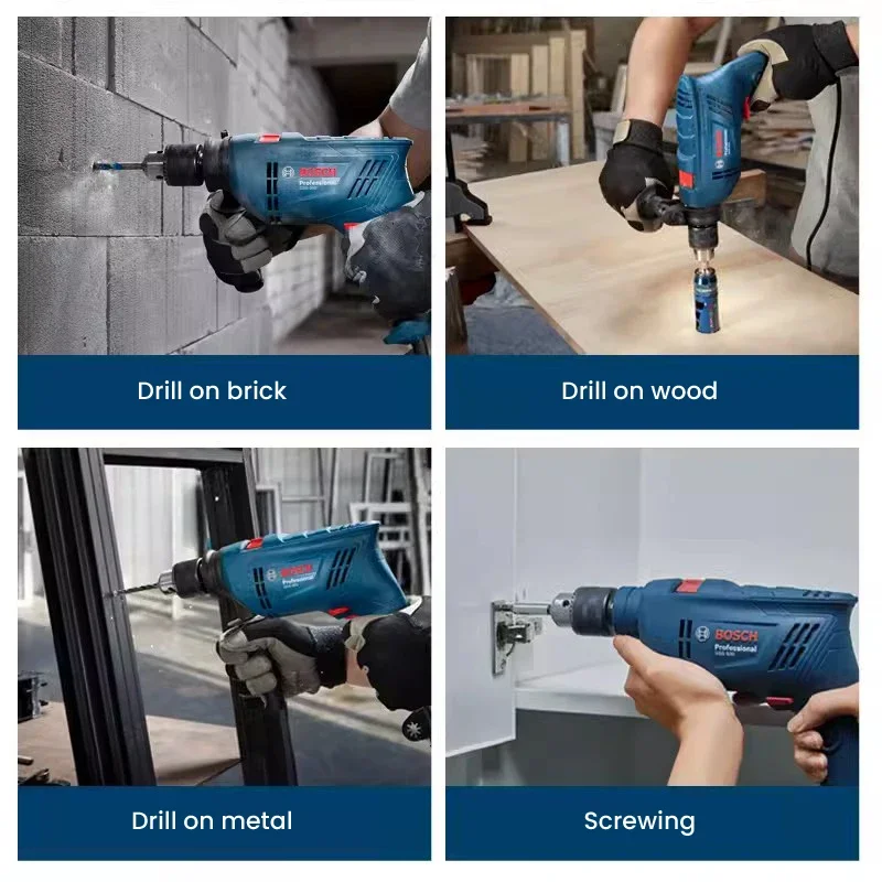 Bosch GSB 600 Electric Hammer Drill 48000bpm Wired Impact Driller High Power Drilling Power Tool for Wood Steel Concrete Brick