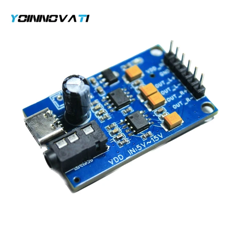 Single-Ended to Differential Audio Converter Board Module Stereo Balanced Output USB Type-C 5V / DC 5-12V Power
