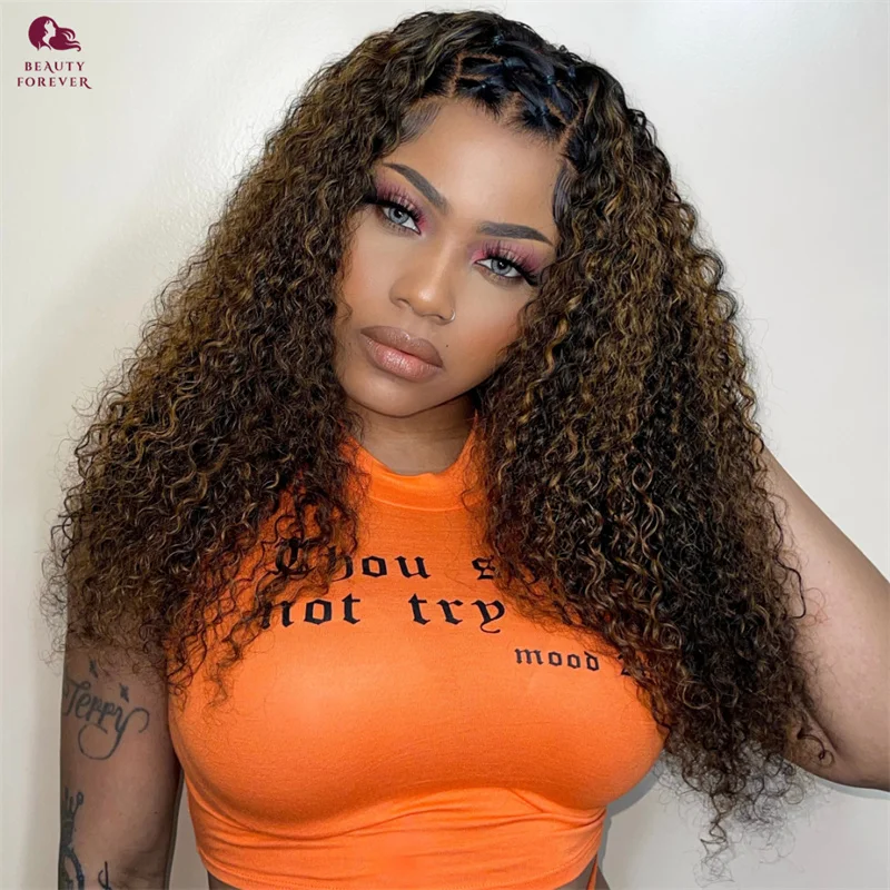 Beautyforever Malaysian Curly Raw Human Hair Bundles Grade 12A Thick End Balayage Brown Colored Human Hair Weave 3/4 Bundles