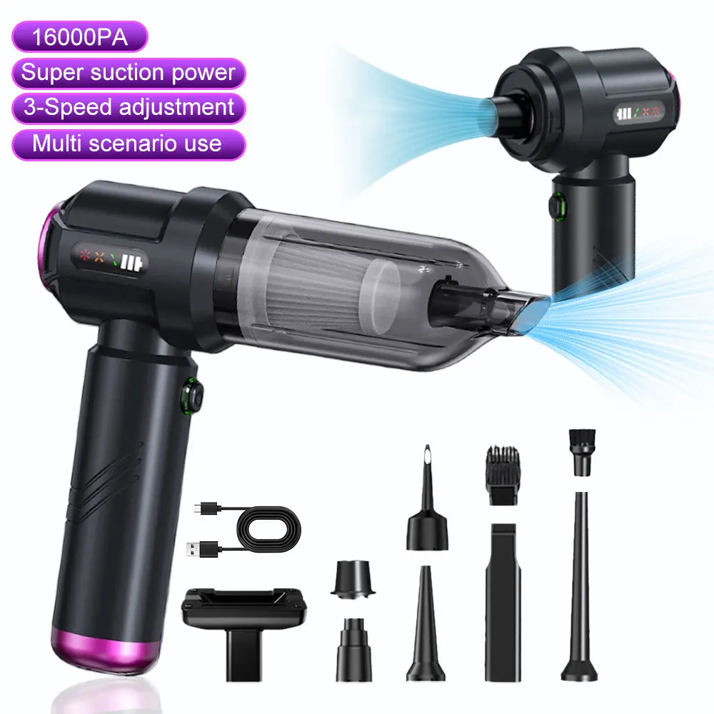 Cleaning Blower Tool Car Vacuum Cleaner Portable Blow Drying Dust Removal 3 Gears adjustable Electric Air Duster Type-C Charging