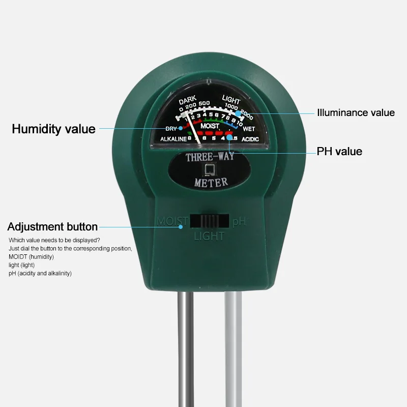 Three-in-one Soil Humidometer PH Measuring Tool  Detector Soil Moisture Meter Hygrometer Probe Watering Test Gardening