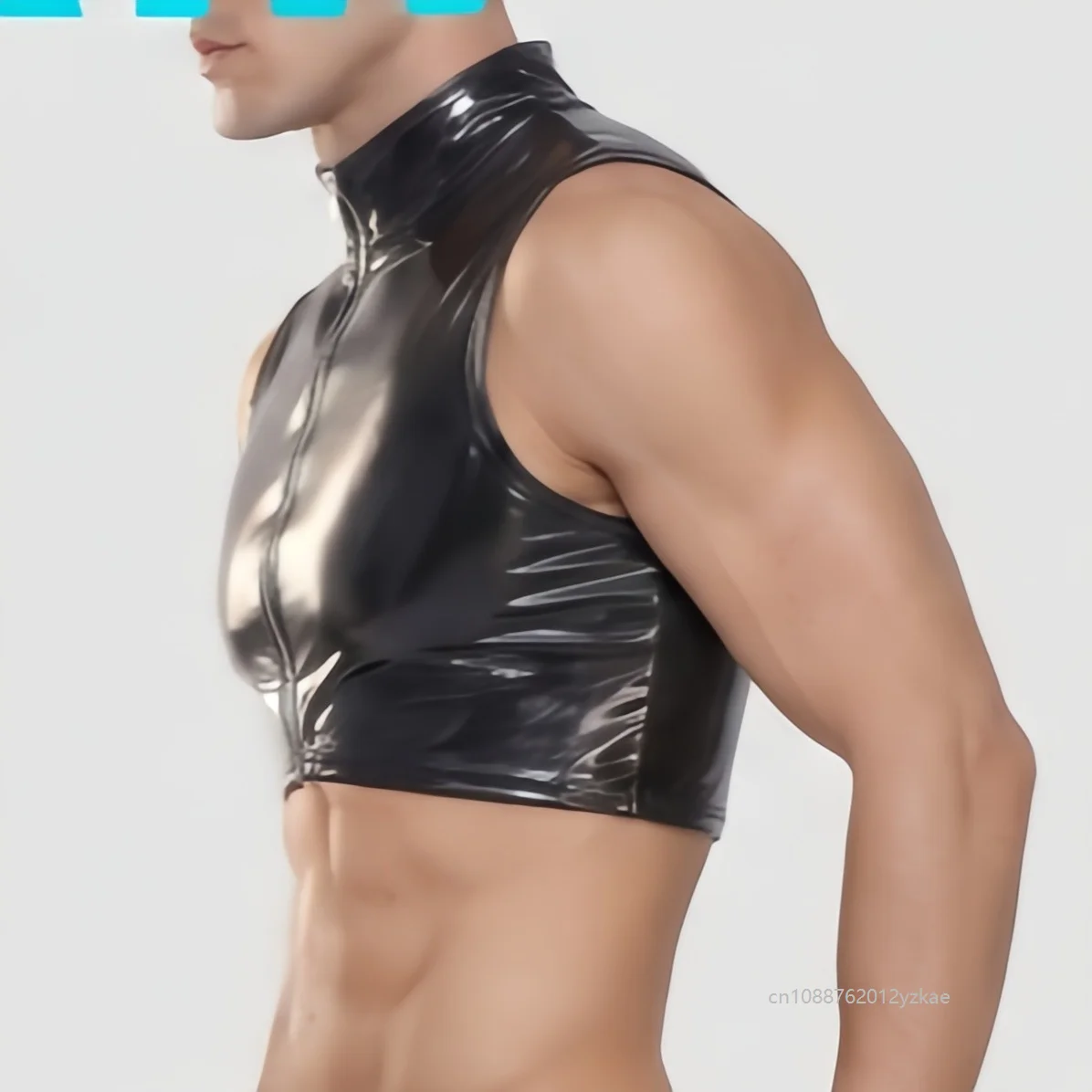 Men Cosplay Wet Look Pvc Tank - Tank Top Muscle ulasan dan harga