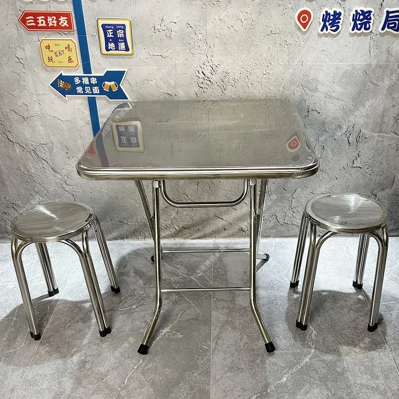 

GY68 Stainless Steel Square Table, Commercial Use Folding Dining, Night Market Furniture, Industrial Style, Bistro Dining Table