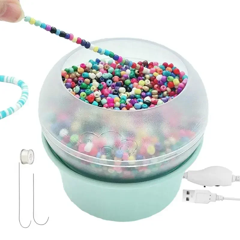 Electric Bead Spinner String Seed Beads Quickly Beading Bowl Loader Kit DIY Jewelry Making for Craft Seed Beading Supplies