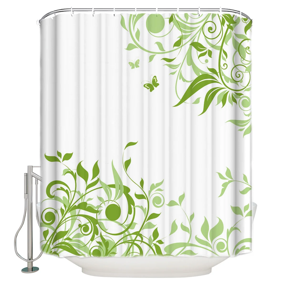 Vine print pattern shower curtain Green dense bathroom  waterproof   Simple style decoration