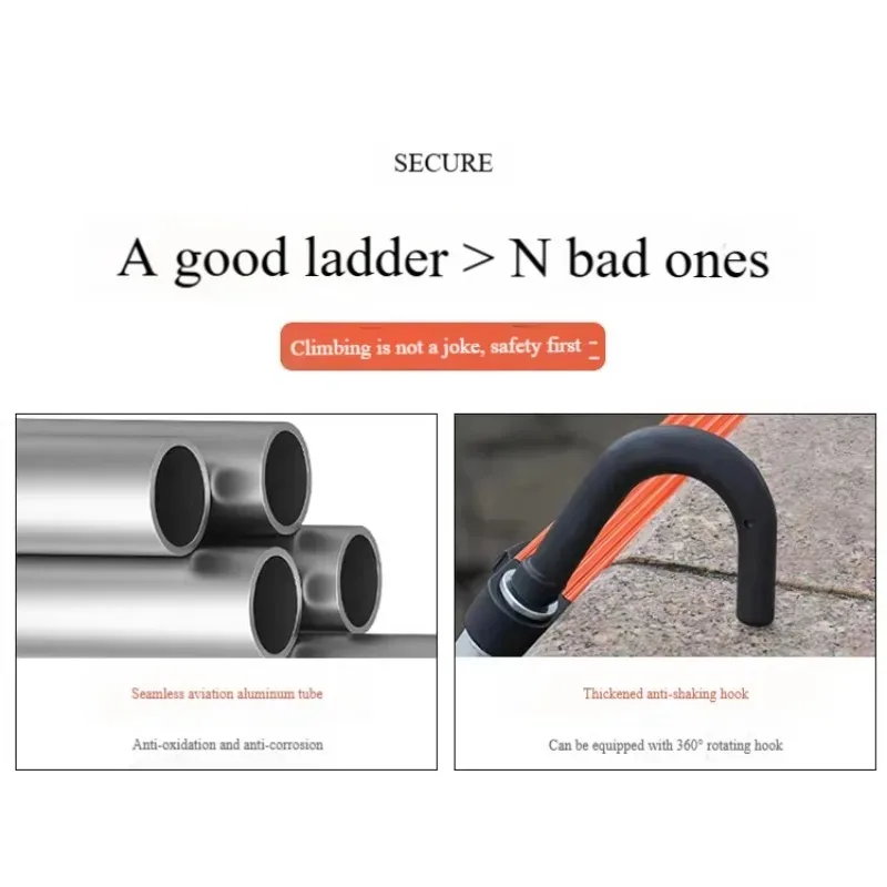 Aluminum Alloy Telescopic Straight Ladder Extension Heavy Duty For Home Portable Use Engineering Construction Bamboo Style