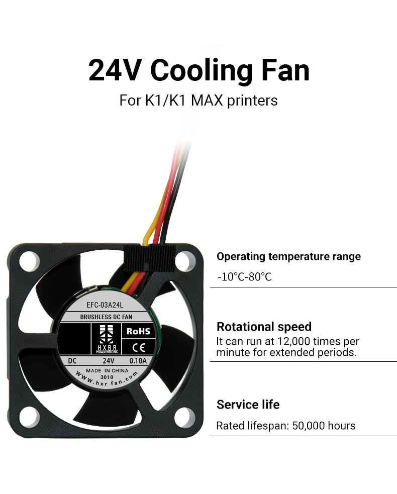 K1 K1C Kühlventilator mit Doppelkugellagern 24V 3010 Axiallüfter 4020 Gebläselüfter 6015 Hydrauliklüfter für K1 Max 3D-Drucker Extruder-Teile – Detail 5