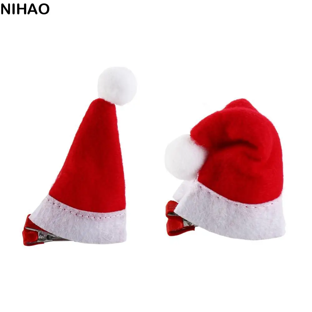 Merry Christmas Decor Red Christmas Hat Hairpin Santa Claus Red Barrette Children Deer antler Hair Clip Korean Hair Accessories