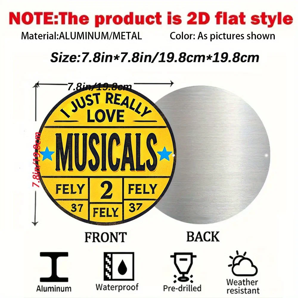 HD Tin Sign I Just Really Love Musicals Round Vintage Metal Wall Art Broadway Lover Decor Gift