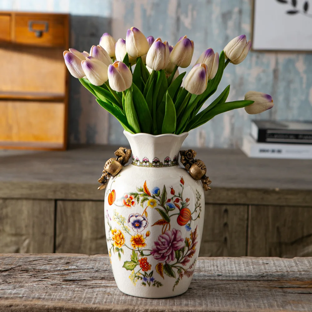 

New Chinese style ceramic vase decoration, living room home decor, TV cabinet, soft decoration, flower vase, handicrafts, Americ